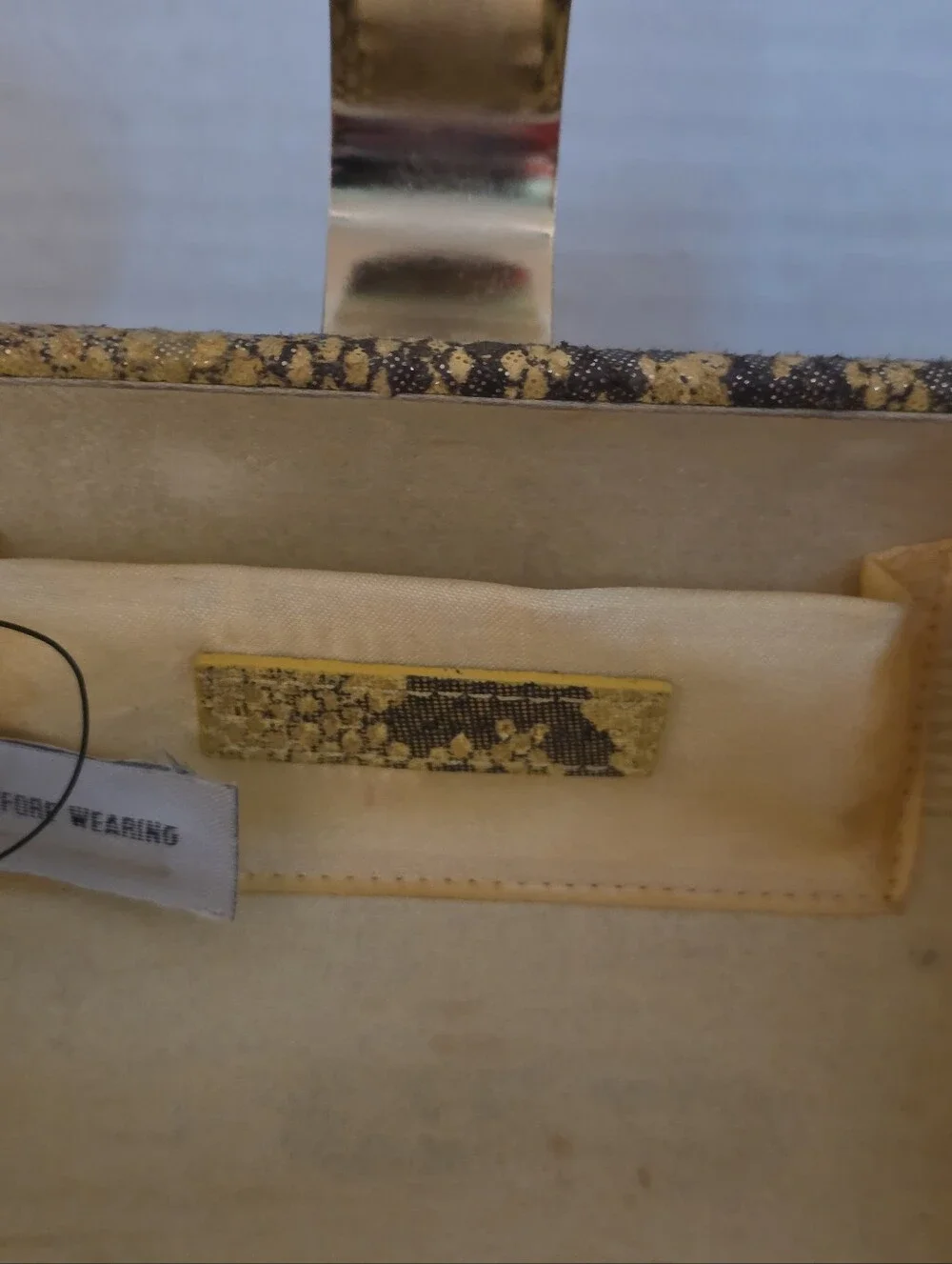 Banana Republic Yellow & Black Metallic Snakeskin Leather Hardshell Clutch